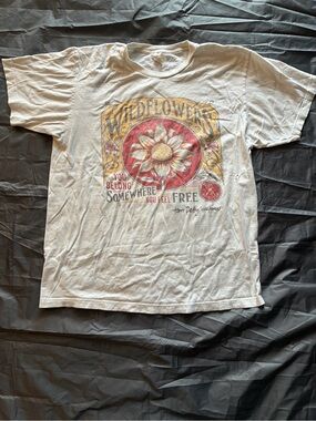 Tultex White Short Sleeve Tee with Yellow & Red Wildflowers Graphic